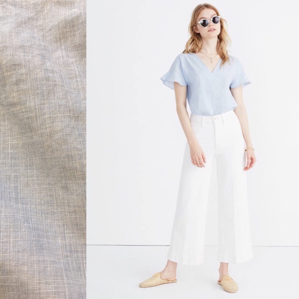 Madewell flutter sleeve v neck blouse